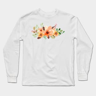 ORANGE YELLOW GREEN FLORAL SPRING WATERCOLOR Long Sleeve T-Shirt